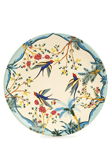 Kuş Desenli Dekoratif Porselen Tabak
