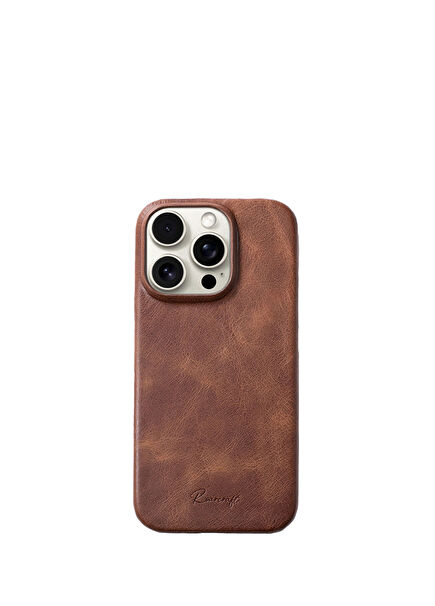 iPhone 16 Plus Tobacco Deri Telefon Kılıfı