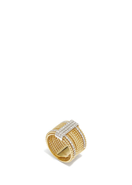 Diamonds Detailed Womens Gold Ring