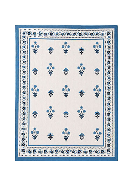 Azure Blue Patterned 100% Pure Cotton Oversized Pique 240 x 260 cm