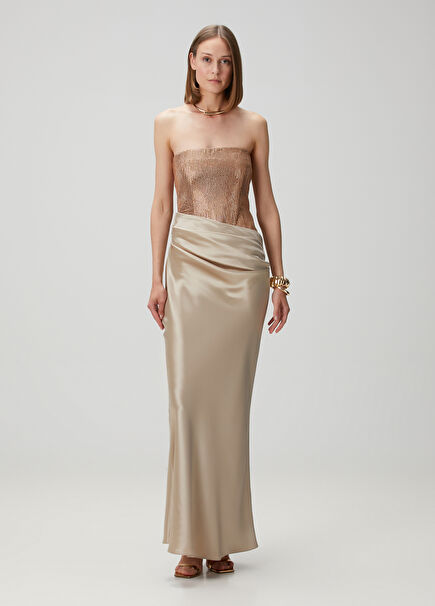 Alexandra Beige Maxi Evening Dress