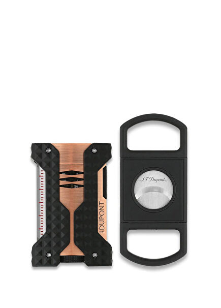 Windproof Rüzgar Geçirmez Copper Puro Çakmağı ve Kesici Seti