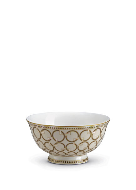 2-piece Porcelain Bowl with Geometric Pattern