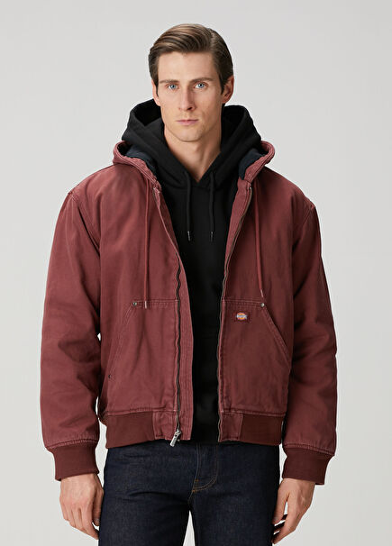 Hilham Bordo Kapüşonlu Kanvas Ceket