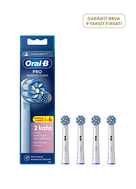 Pro Sensitive Clean X-Filament 4'lü Beyaz Şarjlı Diş Fırçası Yedek Başlığı