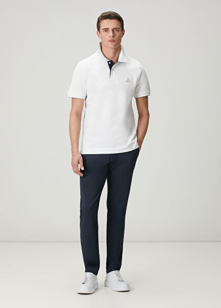 Navy Blue Waist Corded Chino Pants