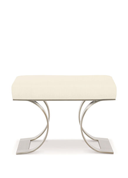 Axiom Ecru Upholstered Steel Leg Pouf