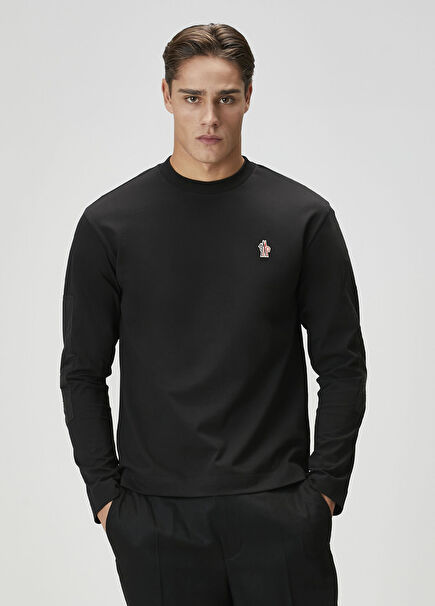 Siyah Garni Detaylı Uzun Kollu T-shirt