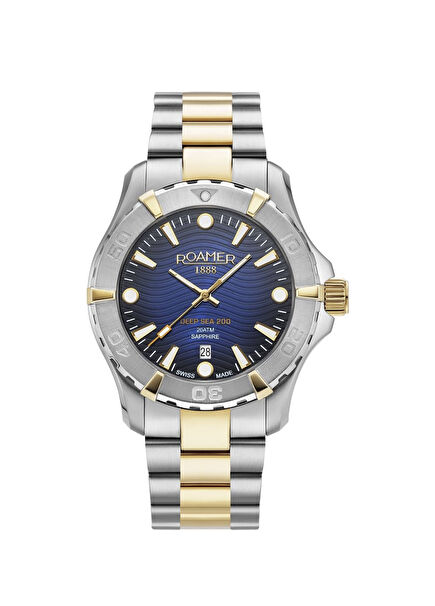 860833-47-45-70 Gold Color Grey Steel Men's Wristwatch