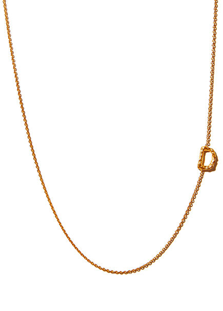 Sideways Alphabet Medium Women's Gold Necklace