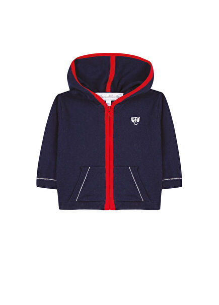 Lacivert Kapüşonlu Erkek Çocuk Hırka