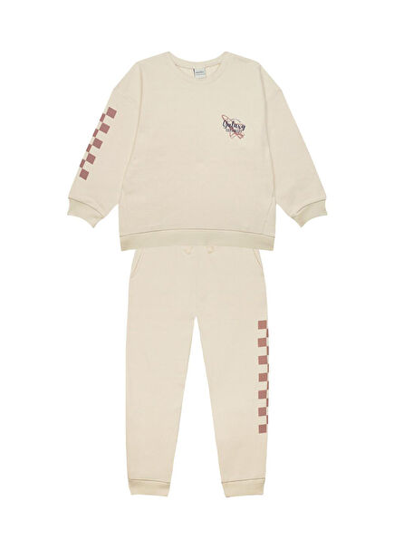Uzay Krem Erkek Çocuk Sweatshirt Eşofman Seti