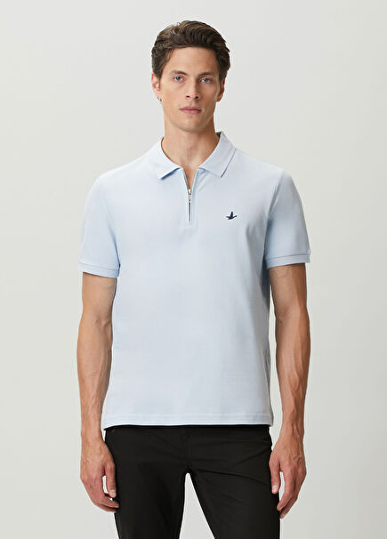 Light Blue Polo Zippered T-Shirt