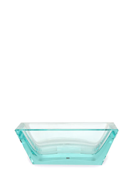 Yellow Square Shaped Crystal Ashtray