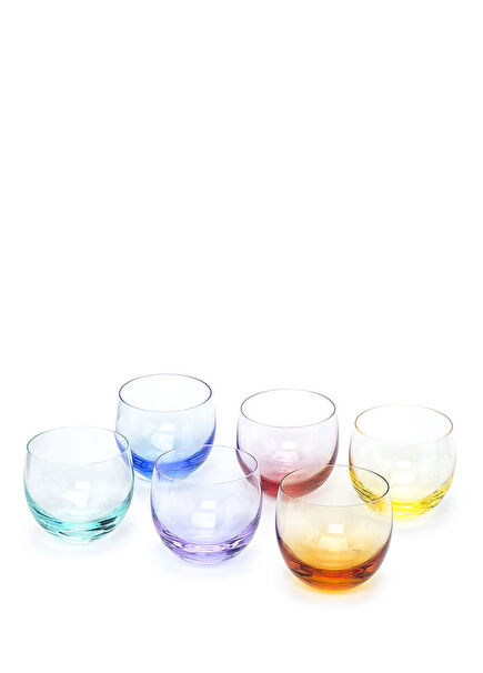 6lı Renkli Kristal Bardak Seti