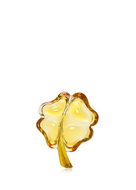 Yellow Clover-Shaped Crystal Paperweight