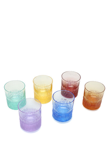 6lı Renkli Kristal Viski Bardağı Seti