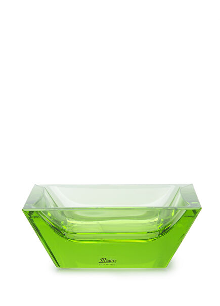 Yellow Square Shaped Crystal Ashtray