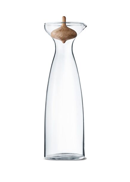 Wooden Stopper Detailed 1 lt Glass Carafe