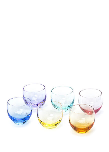 Set Of 6 Colorful Crystal Glasses