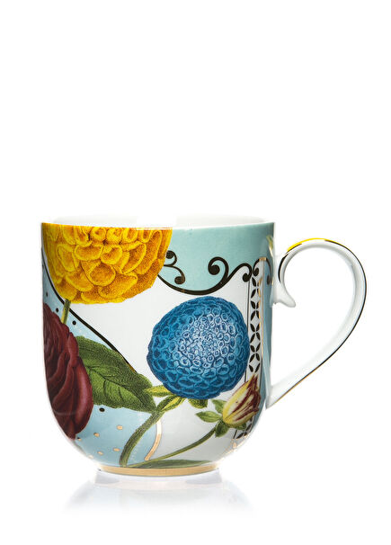 Royal Beyaz Mavi Çiçek Desenli Kupa