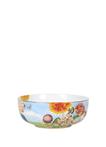 Royal Mavi Çiçek Desenli Kase