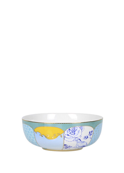 Royal Mavi Çiçek Desenli Porselen Kase