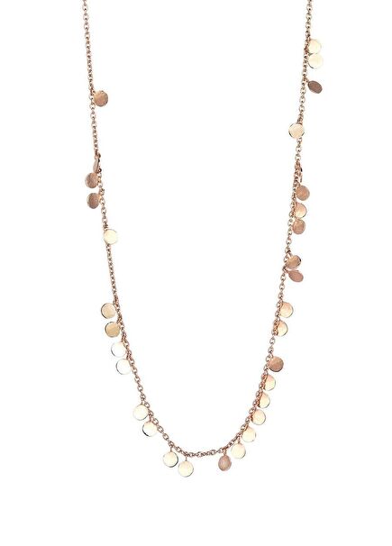 Round Shaped Sequin Detailed Women's Gold Necklace