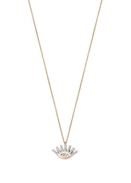 Eye-Shaped Full White Diamond Women's Gold Necklac