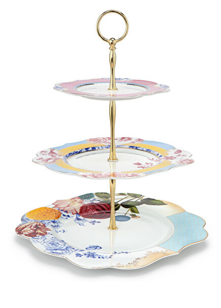 Royal Çiçek Desenli 3lü Porselen Stand