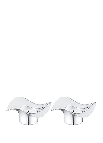 Cobra Silver 2-Piece Steel Candlestick Set