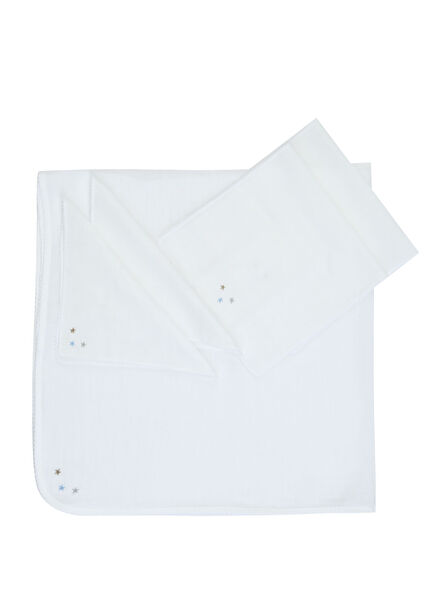 Beyaz Yıldız Nakışlı 5li Erkek Çocuk Hediye Seti