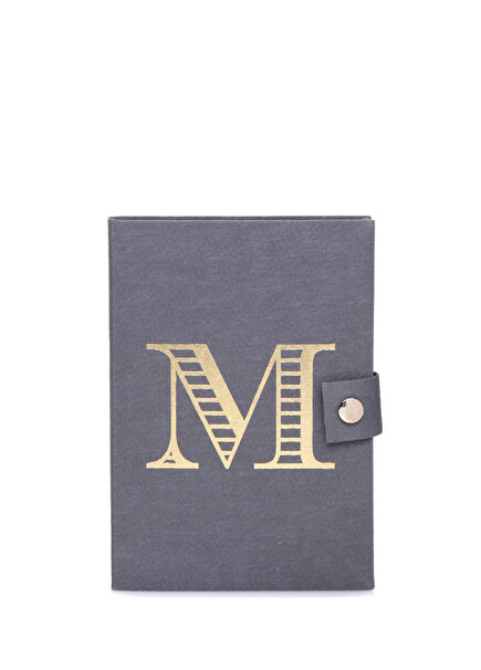 Gri Harf Baskılı Çıtçıtlı Defter