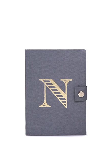 Monogram N Harfli Gri Not Defteri