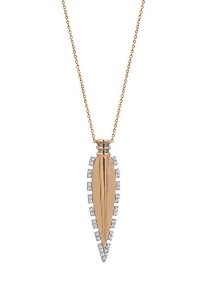 Rose Gold Notched Edge Women's Gold Necklace
