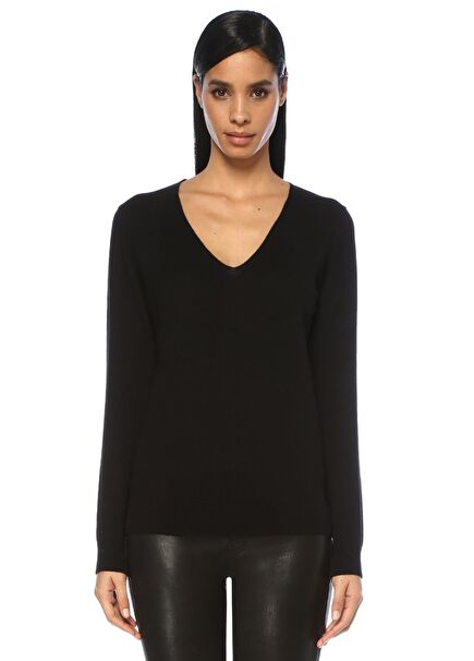 Black V-Neck Lightweight Cashmere Merino Sweater