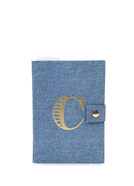 Mavi Harf Baskılı Denim Not Defteri