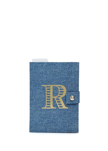 Mavi Denim Görünümlü Harf Baskılı Defter