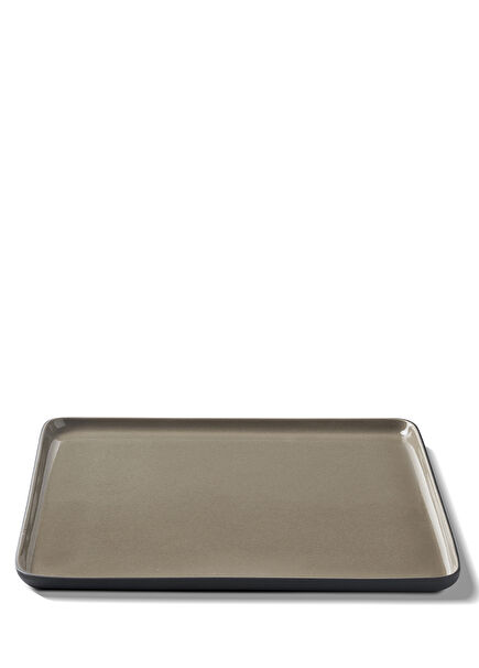 Siyah Taş Rengi Kare Formlu Büyük Boy Servis Tabağ