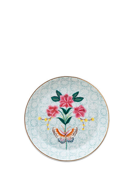 Blushing Birds Çiçekli Porselen Çay Tabağı