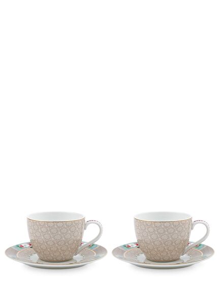 Blushing Birds 2li Haki Kırmızı Kahve Fincanı Seti