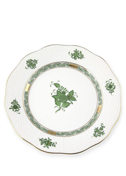 Beyaz Çiçek Baskılı Porselen Tatlı Tabağı