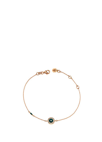 Blue Enamel Round Eye Stone Women's Gold Bracelet