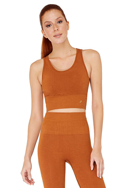 Luz Turuncu Sıkılaştırıcı ve Kaplı Spor Sütyeni