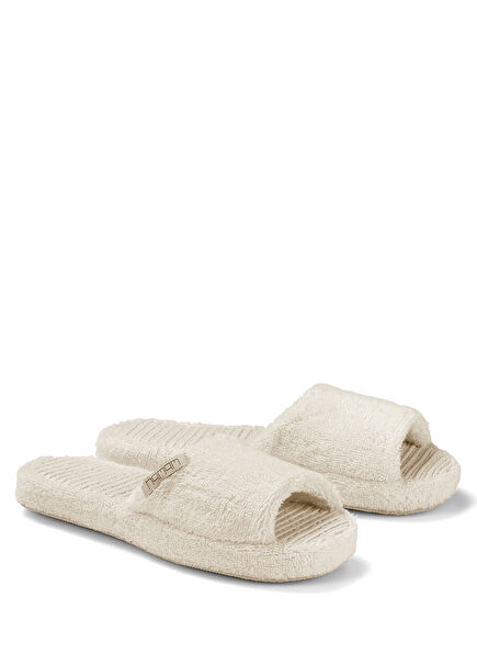 Galata Ekru Organik Kadın Havlu Terlik