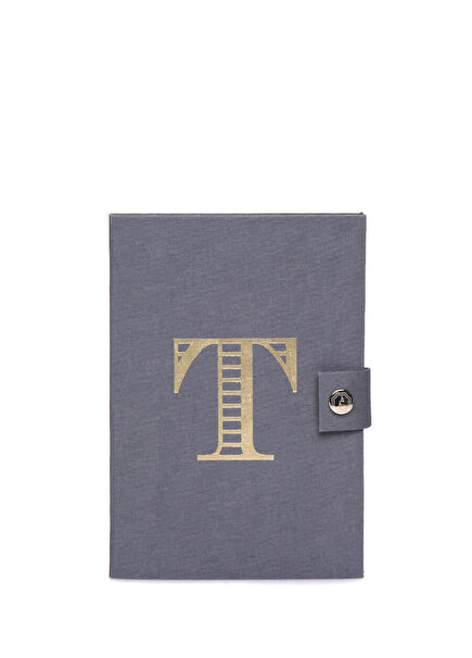 Purple Letter Printed Snap Notebook