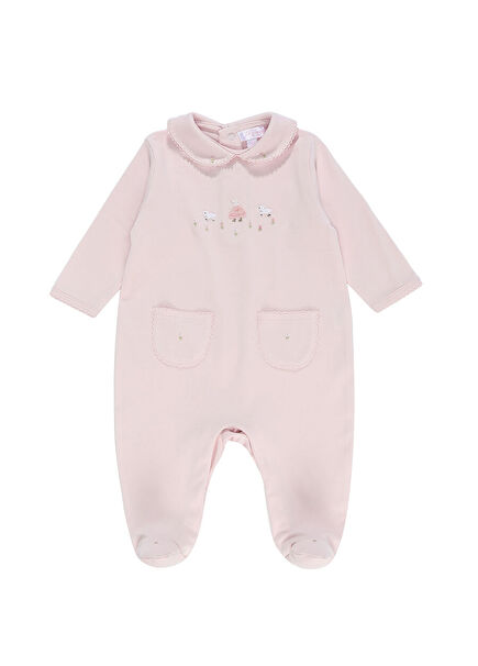 Pink Embroidery Detailed Baby Girl Romper
