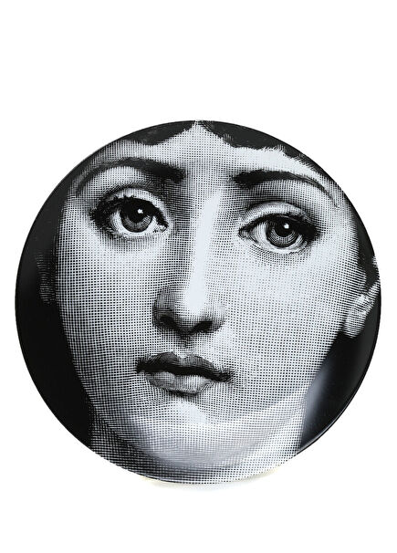 Siyah Beyaz Yüz Baskılı Porselen Dekoratif Tabak