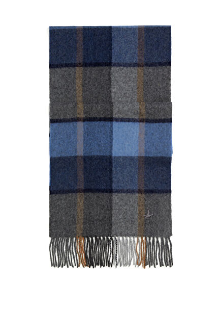 Blue Plaid Men's Wool Scarf