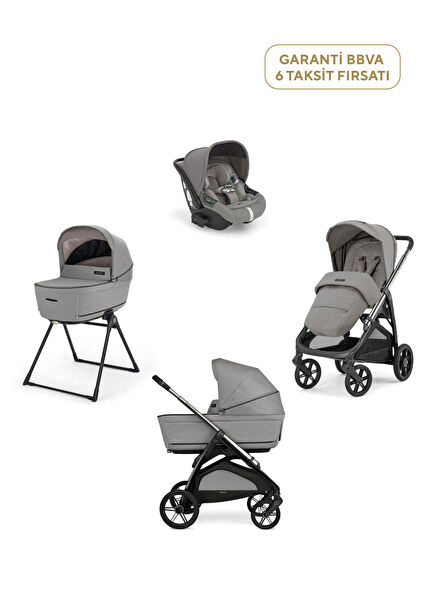 Aptica Glam Platinum Grey Stantlı 4'lü Seyahat Sistem Bebek Arabası
